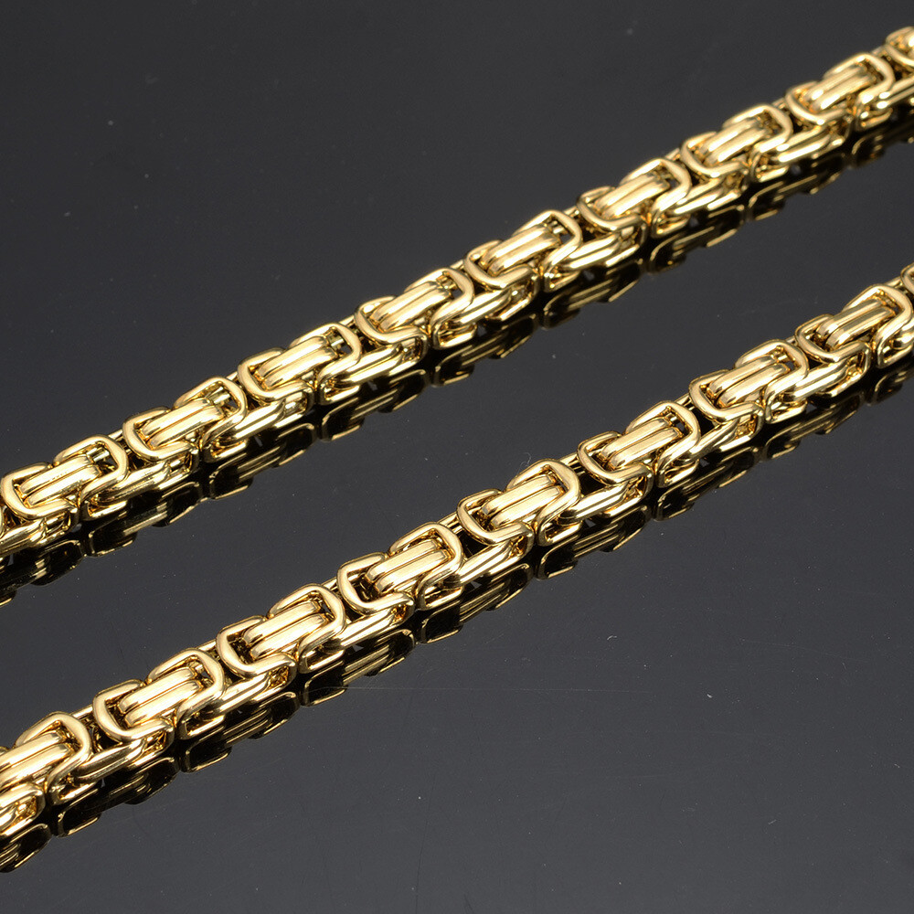 4/5/8mm Stainless Steel Byzantine Link Chain Necklace For Men Gold Silver Black