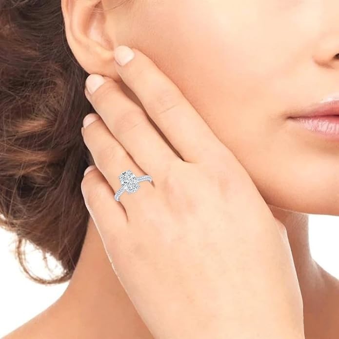 EF-VS1 1 2 3 CT Oval Lab Grown Diamond Halo Split Band Design Ring 14k Gold