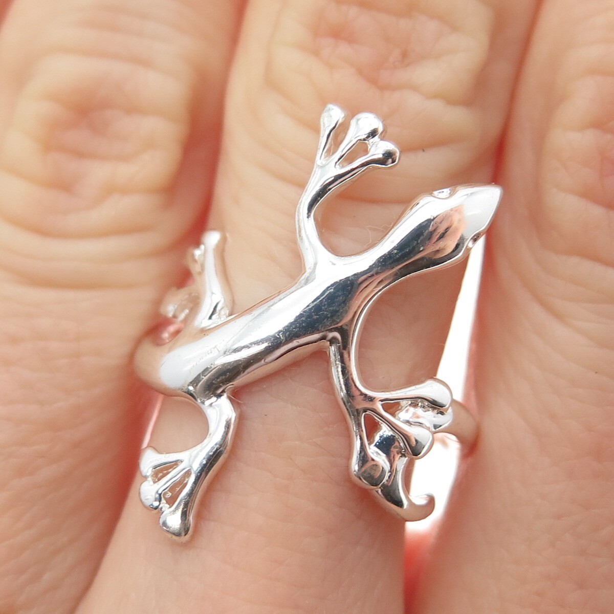 925 Sterling Silver Vintage Lizard Ring Size 8.25