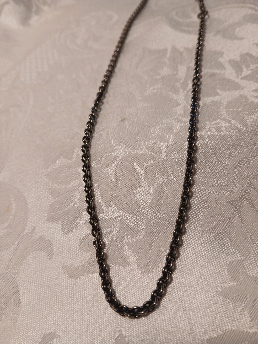 Vintage Stainless Steel Cable Chain Necklace, Lobster Claw Clasp, 9″L