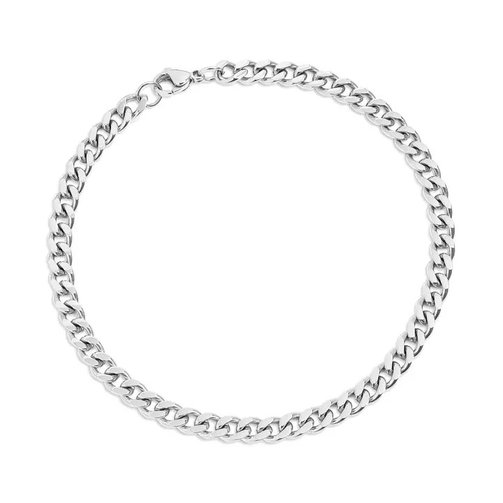 Stainless Steel 6mm Diamond Cut Curb Chain Bracelet 8″