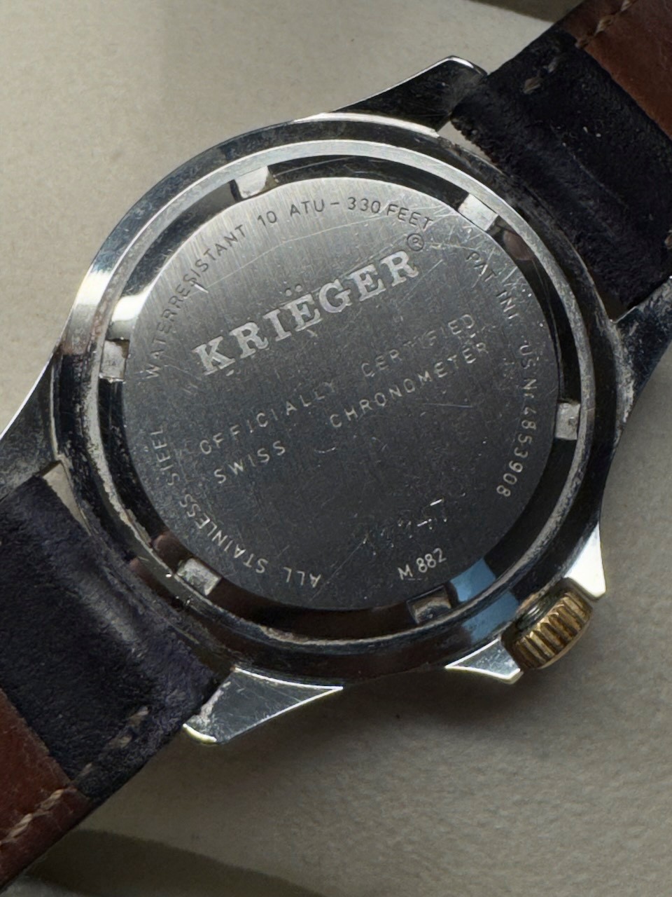 Krieger Tidal Chronometer 7 Jewels Swiss Quartz Mens Watch w/Box Classic Vintage