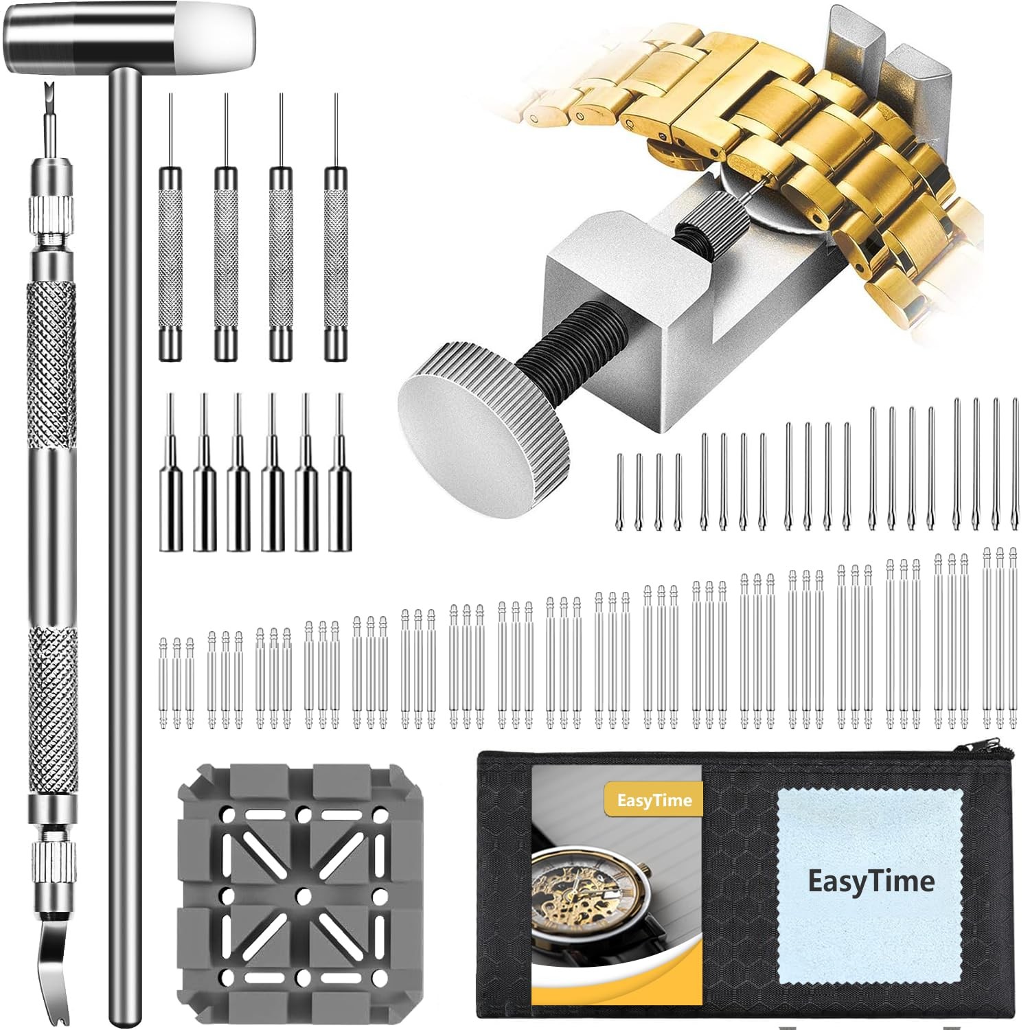 EasyTime Watch Link Removal Kit 108 Spring Bars 20 Link Pins Strap Adjustment