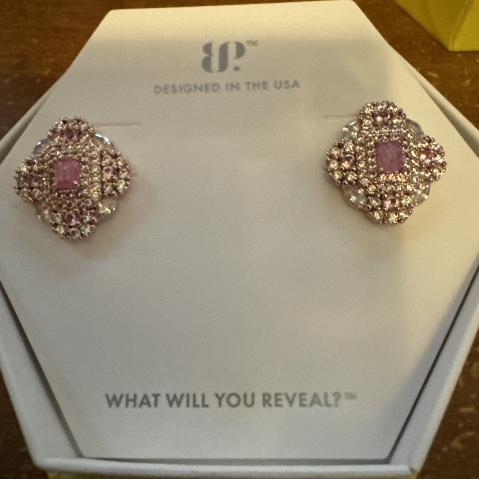 NEW BOMB PARTY OG EARRINGS ER86799 ECHOES IN BLISS PINK ICE CRYSTAL ROSE GOLD