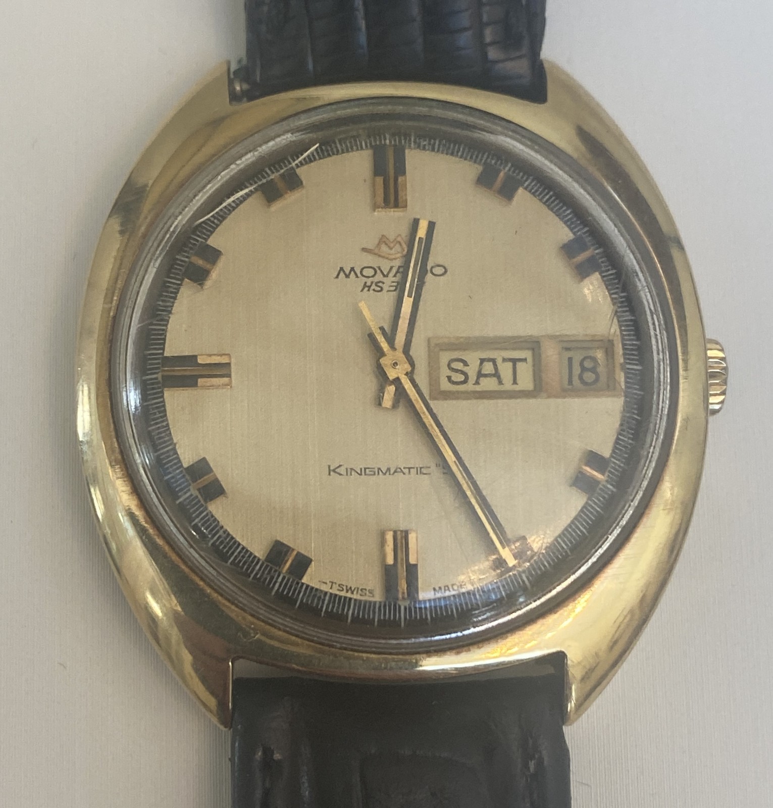 Vintage Movado Kingmatic S – Solid 14K Gold – Swiss Automatic Day-Date