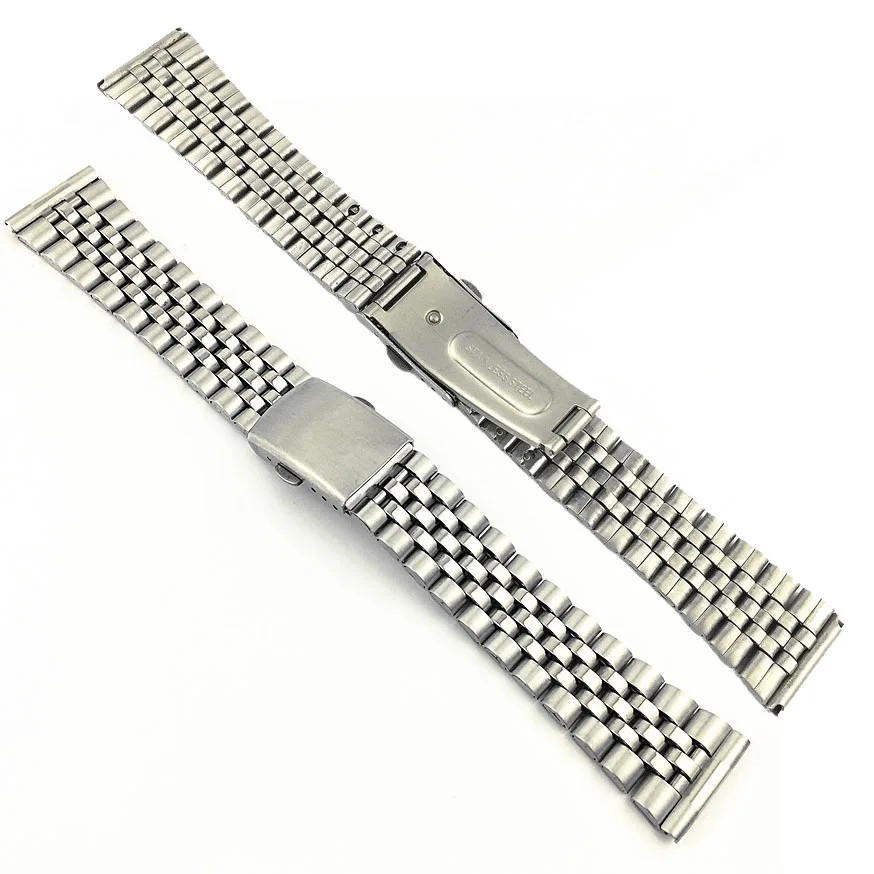 Double Deployant Piece Steel 5 Rows Watch Band 18mm 20mm 22mm Strap Belt & Tool