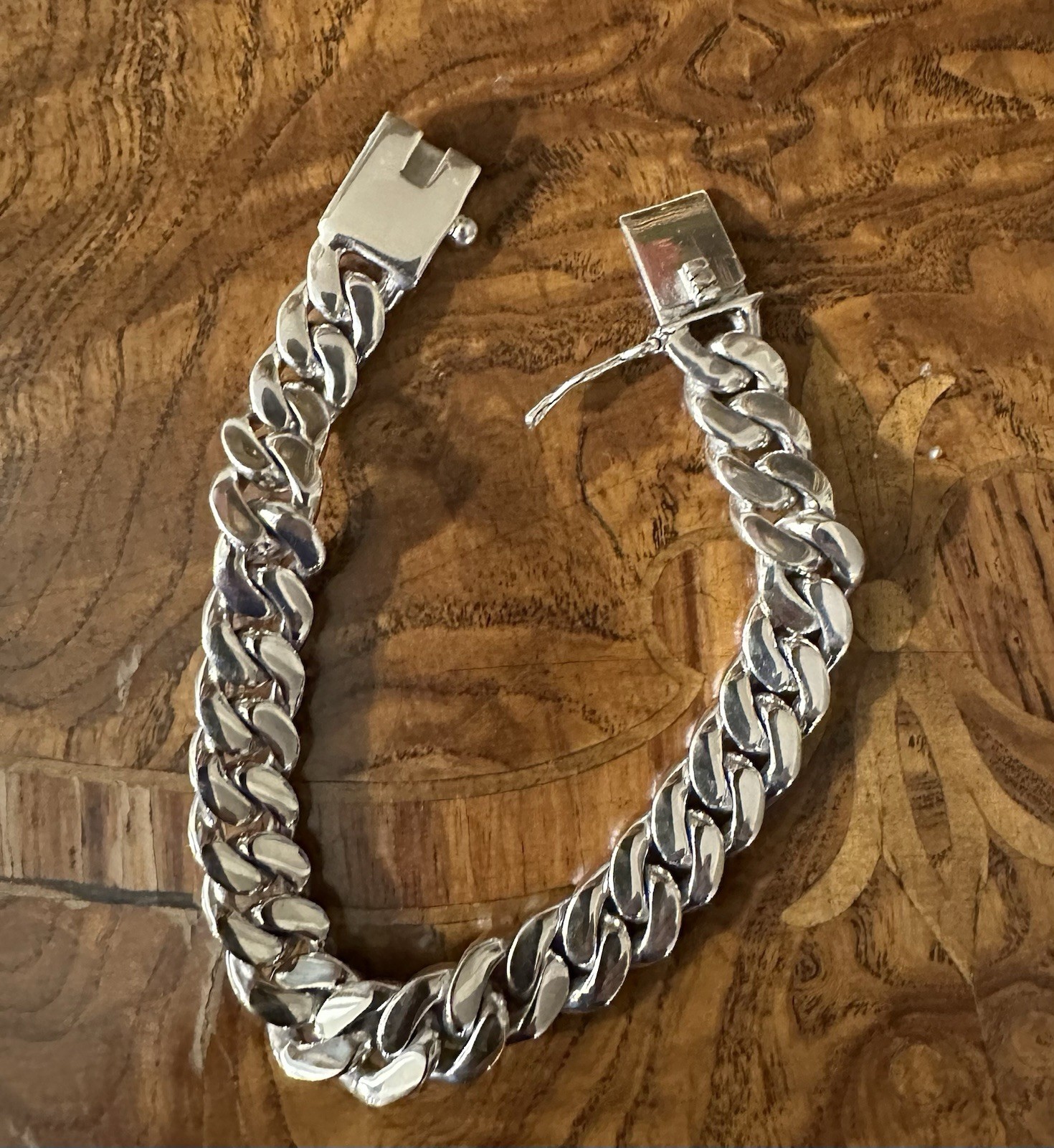 silver cuban link bracelet 72g