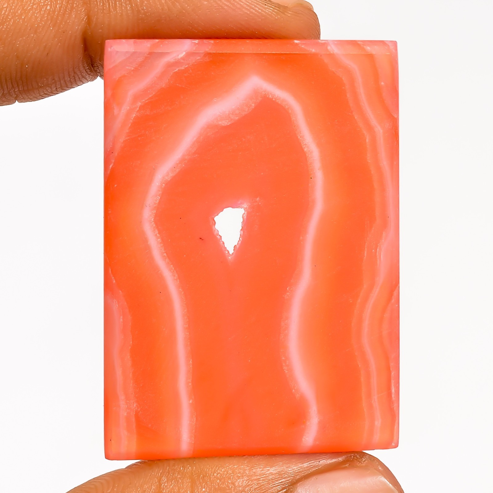 89 Ct Natural Orange Botswana Agate Durzy Cabochon Loose Gemstone 43X30X6 mm