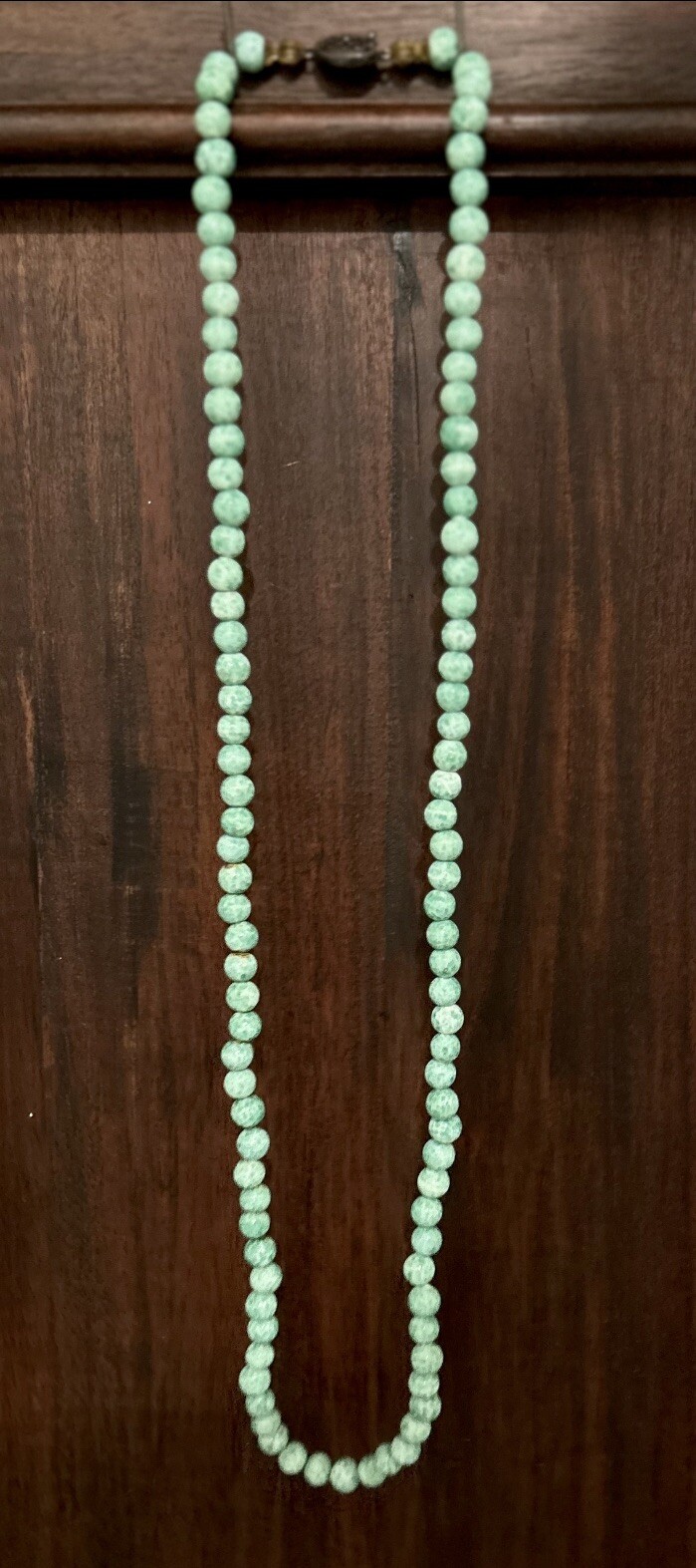 VTG CHINESE EXPORT VICTORIA IMARI STONE Hand Knotted Sterling Silver NECKLACE