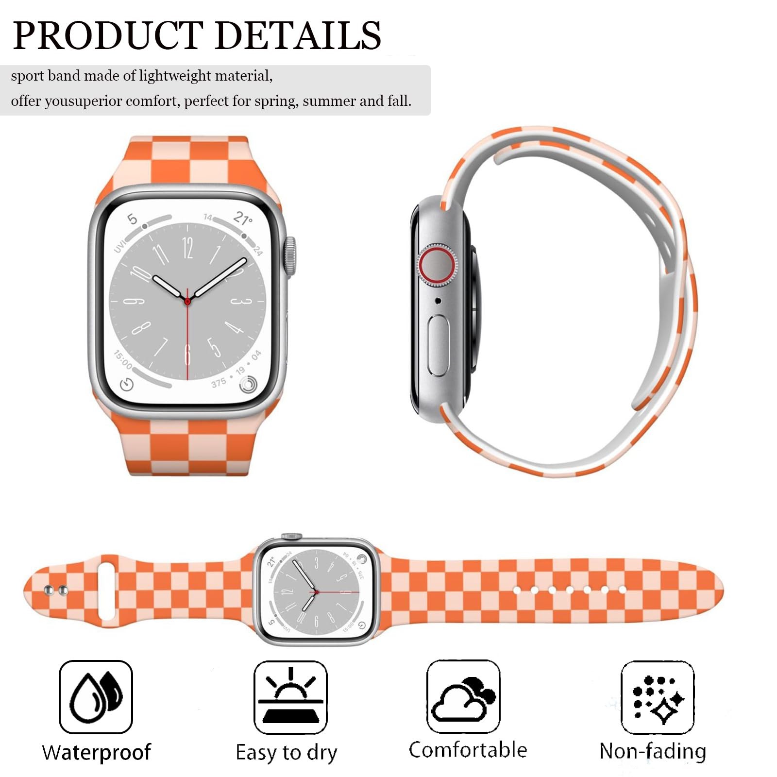 Checkered Watch Band Compatible with Apple Watch 38mm 40mm 41mm 42mm 44mm