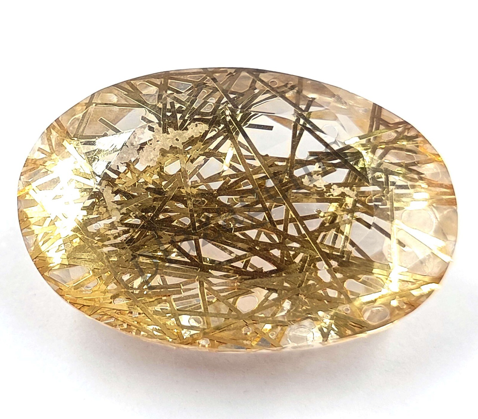 90.50 CT GOLDEN OVAL Rutilated Quartz Certified Transparent Loose Gems NW2