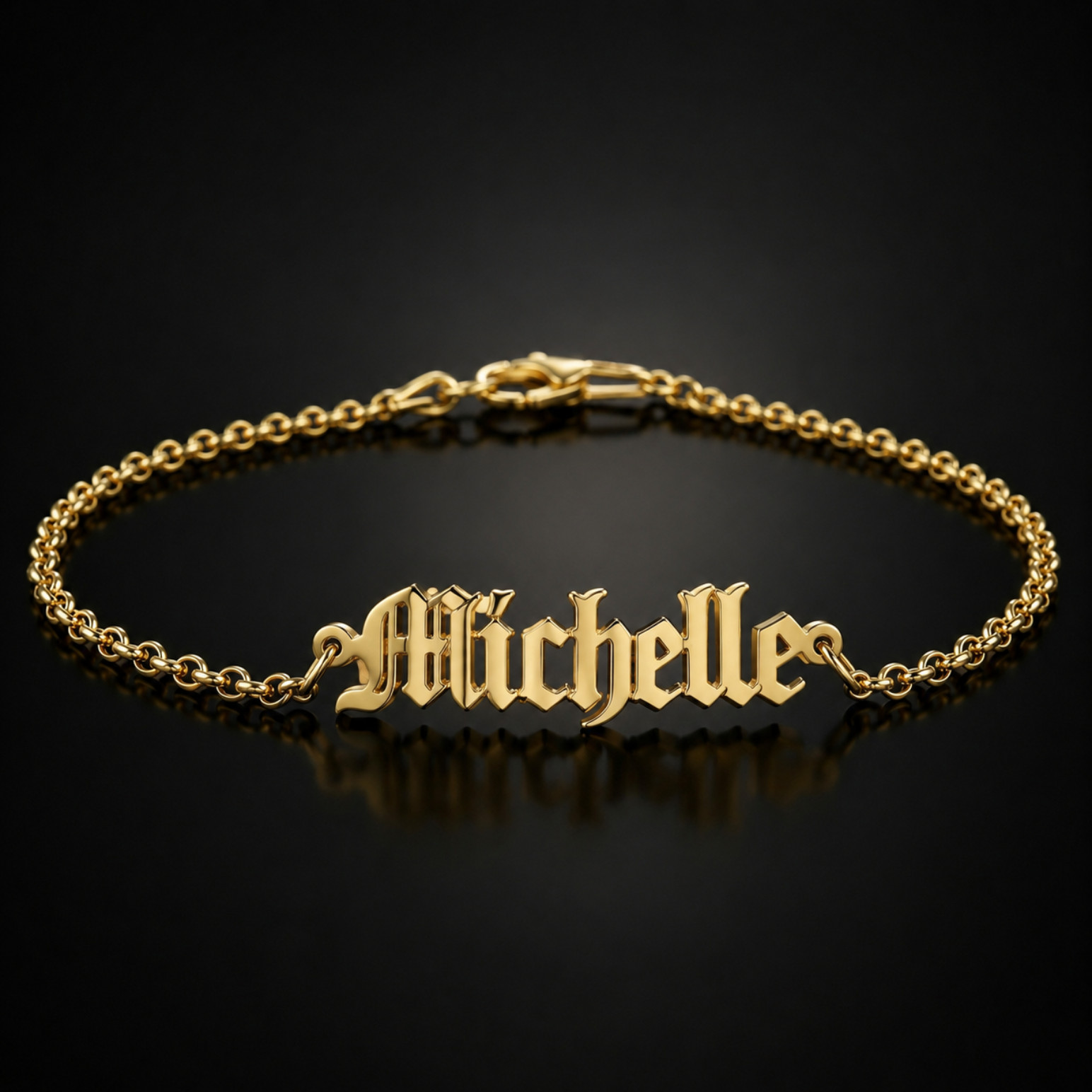 Custom Name Bracelet Old English Font Personalized Handmade Gift for Her