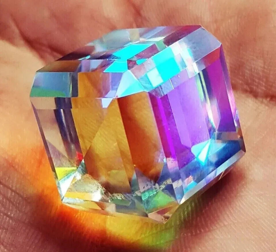 50.00 Ct+ Natural Cube Cut Rainbow Color Mystic Quartz Loose Gemstone AAA+