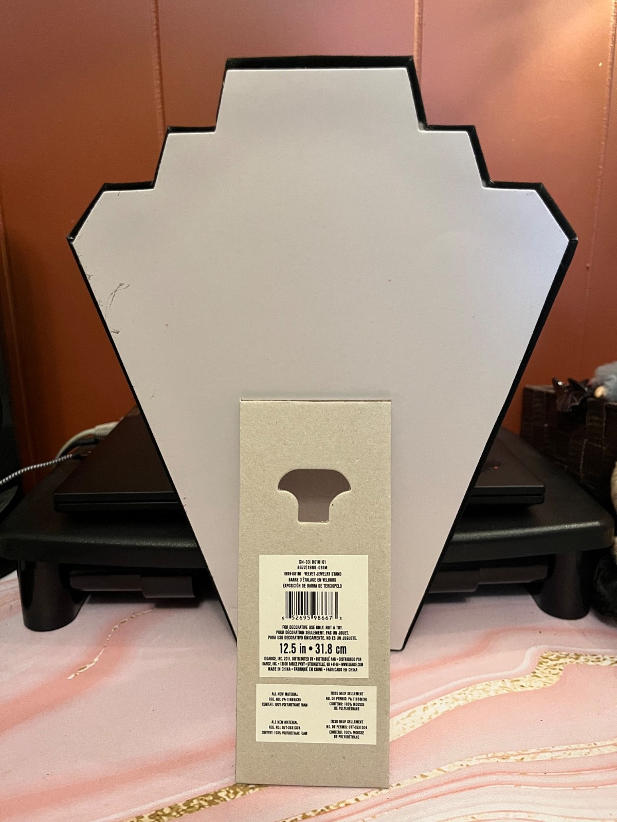 Black Velvet Jewelry Necklace Easel 12.5” Display Stand NWT