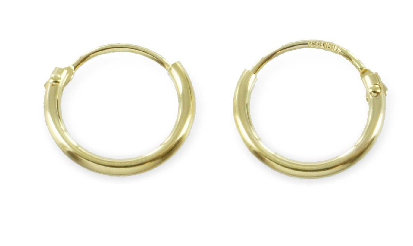 Hoop earrings 11mm 585 gold earrings hinge 1.2mm tube thickness