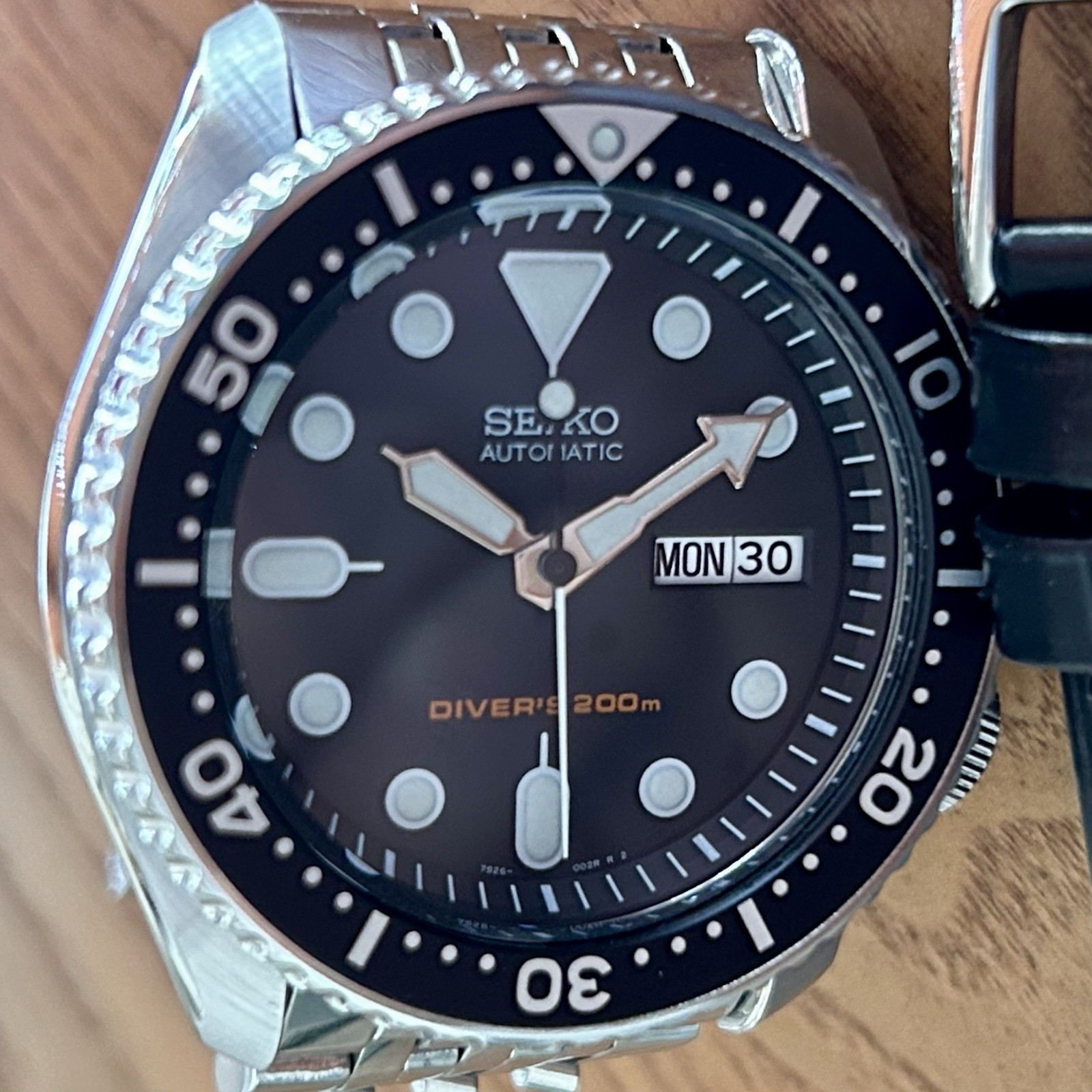 Seiko Diver SKX007 7S26-0020 w/ Steel Beads Of Rice Bracelet + PROOF OF SERVICE