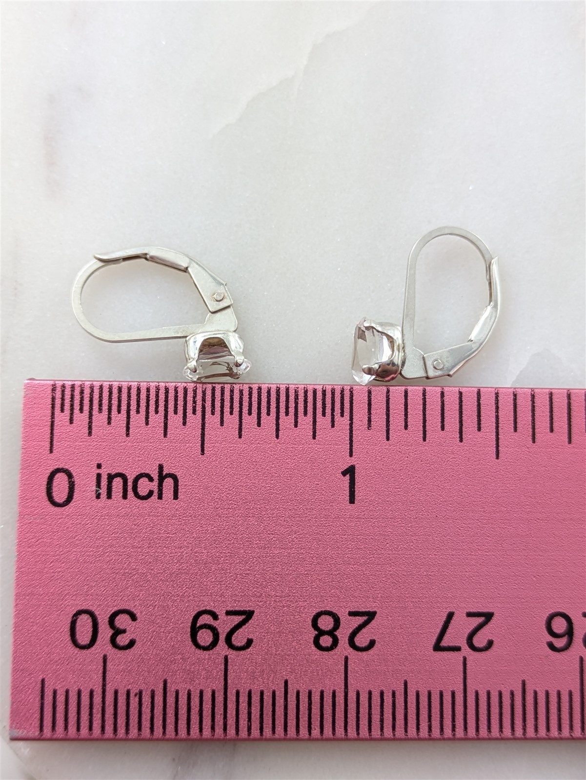 Vintage Solid Sterling Silver Sparkling Oval Gemstone Latch Back Earrings 1 Gram