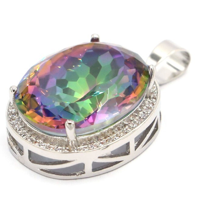 Buy 2 Get 1 Free Big Alexandrite Topaz Tanzanite Peridot TourmalinSilver Pendant