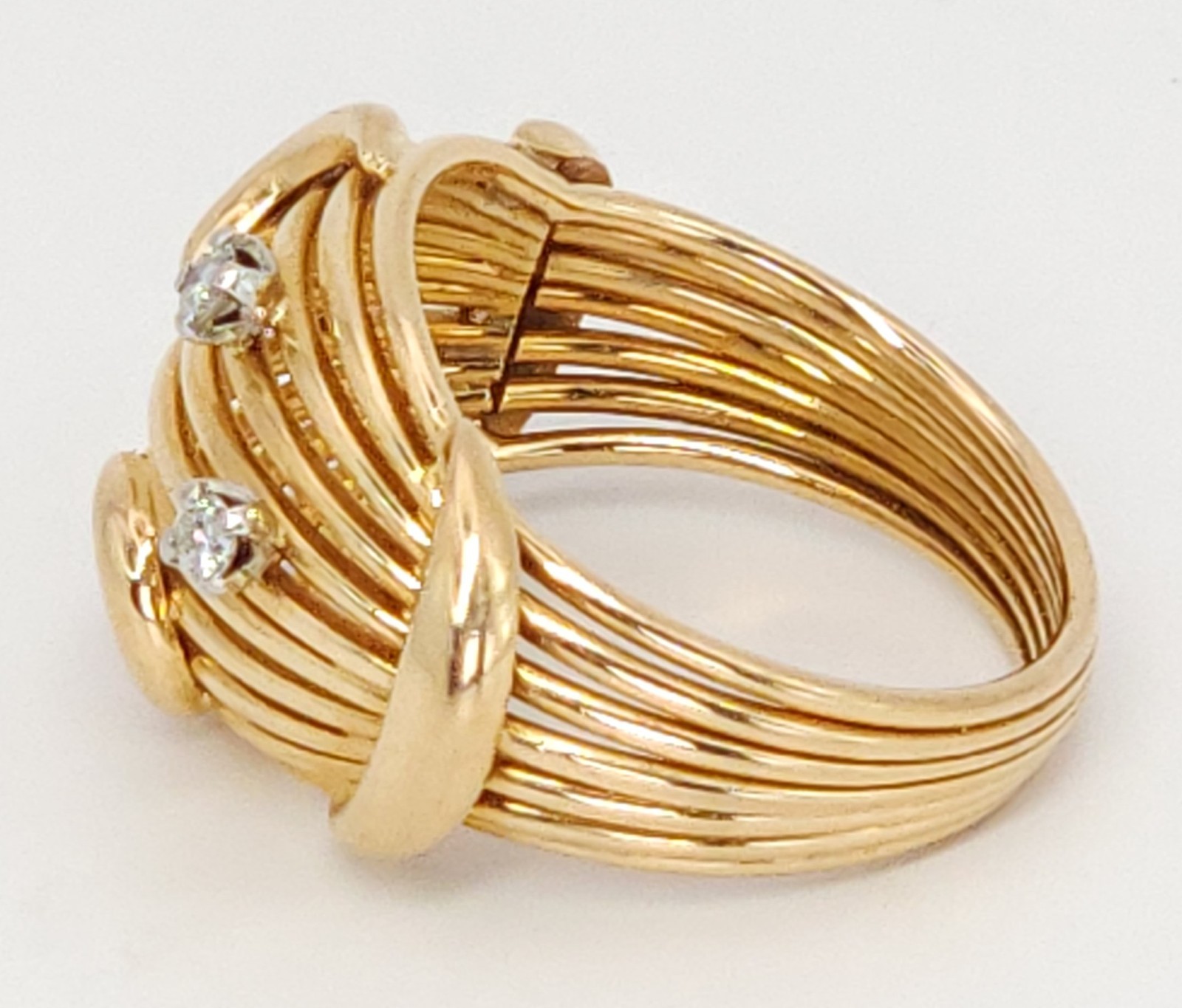 16k Y Gold Moon & Diamond Star Ring Handmade VS-2 F/G 5.85 gram sz 5.5 Celestial