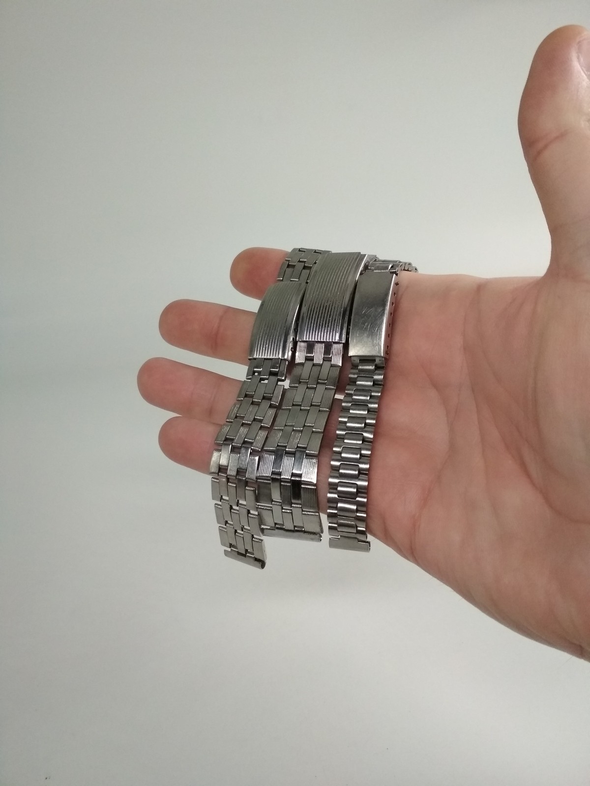 3 Vintage 18mm, 13mm, 11mm watch bracelet stainless steel, made in USSR, *352