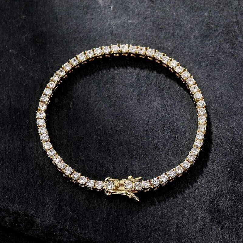 6.60Ct Round Cut Lab Grown/CVD Diamond 10k Yellow Gold Women’s Tennis Bracelet
