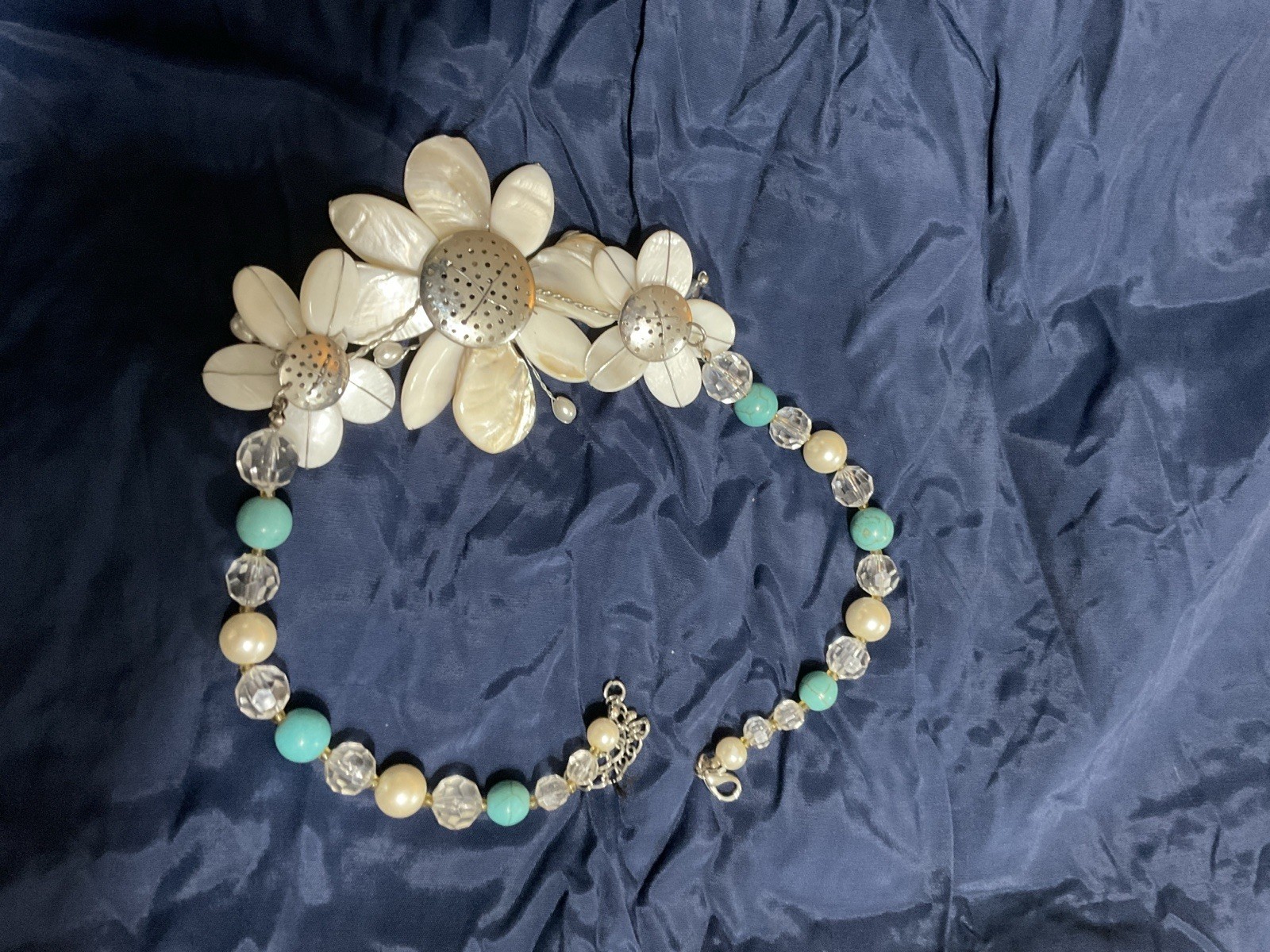 Handmade Abalone and Mother-of -Pearl Shells Necklace One of A Kind 22 Inches
