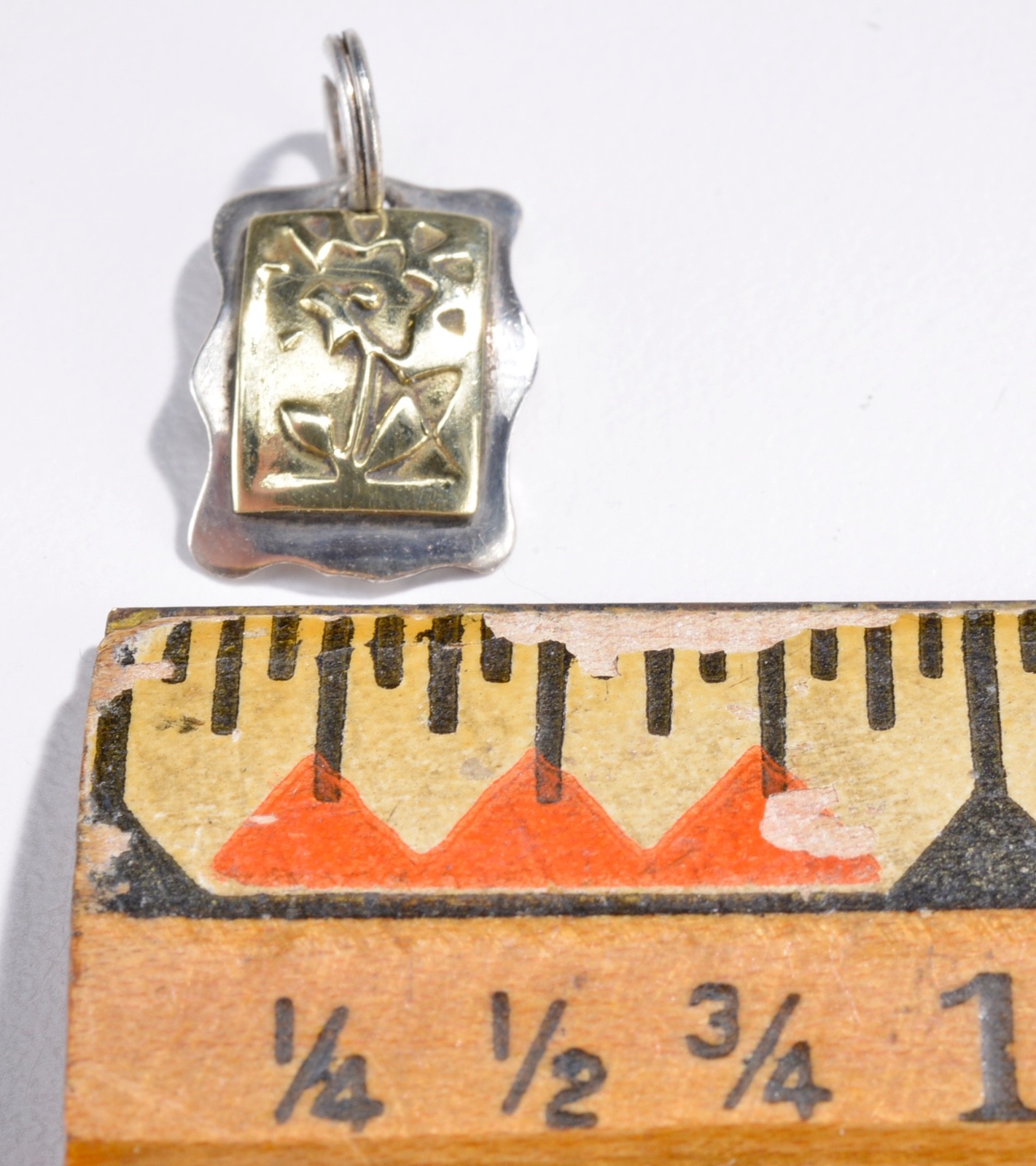 Sterling Silver/Gold Flower Bracelet Charm – Marked FF