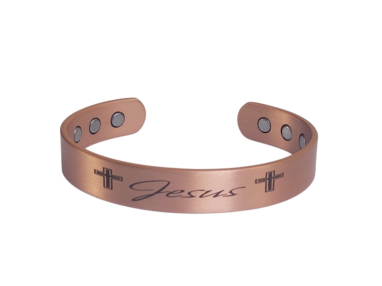 Pure Solid Copper Magnetic Bracelet Arthritis Pain Therapy 12mm Cuff Jesus Cross