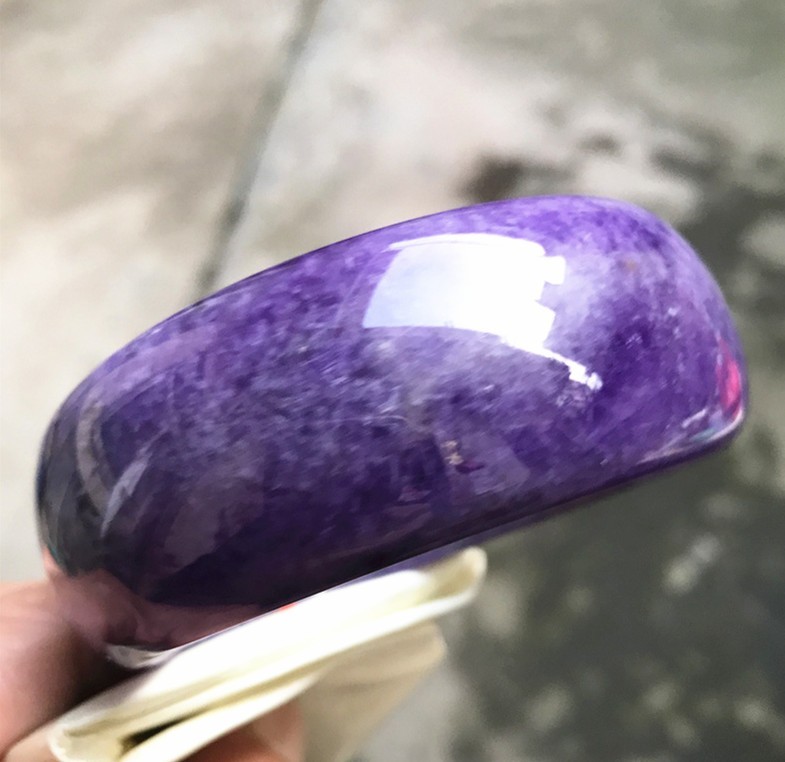 69MM Ancient Natural Lavender Jadeite Jade Bracelet Burma Jadeite Big Bangle