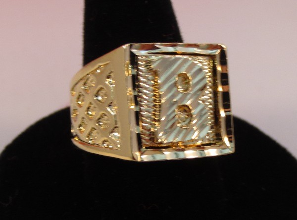 MENS 14KT GOLD PLATED BLING LETTER B INITIAL HIP HOP SQUARED RING SIZES 8-13