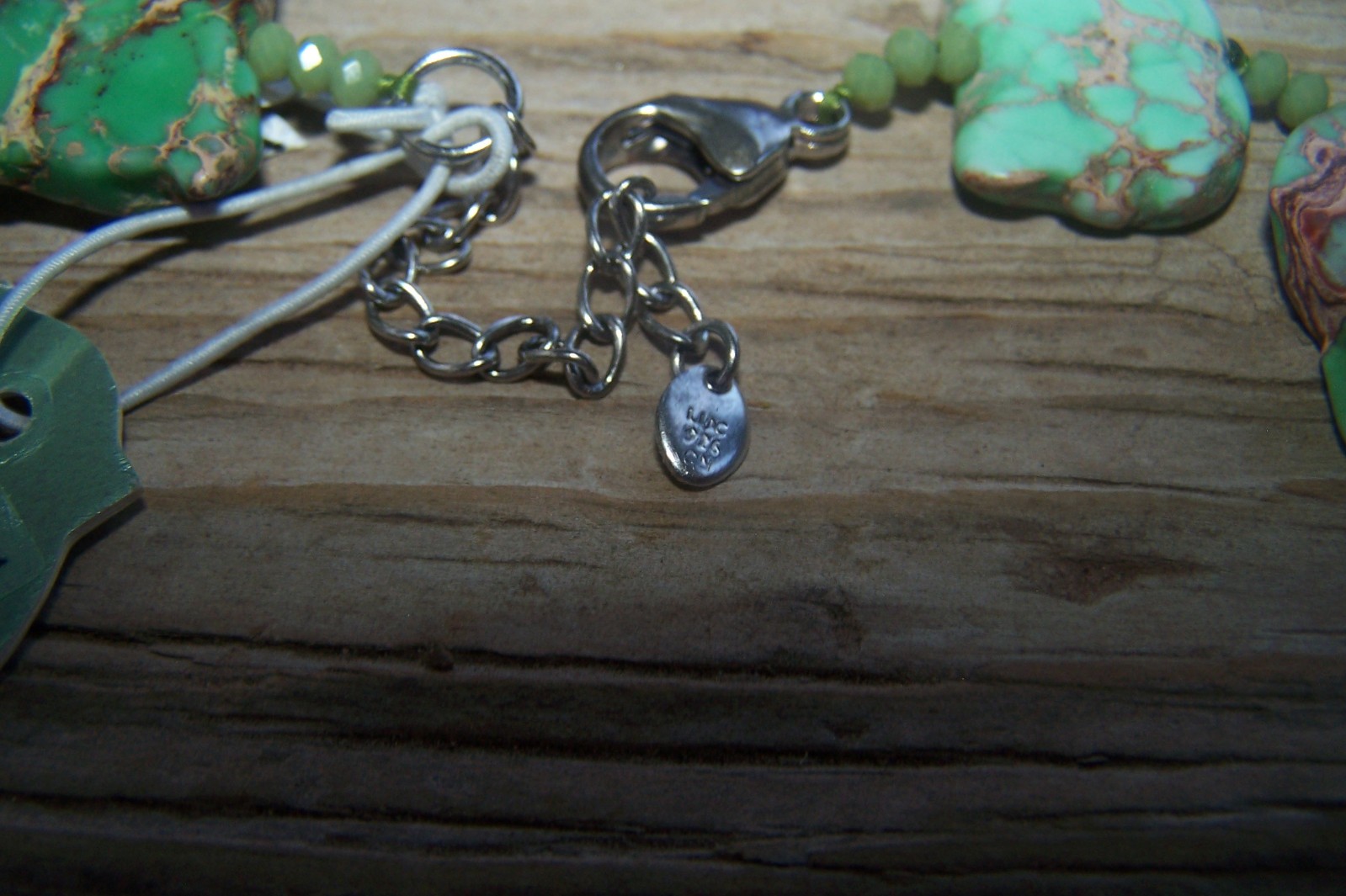 NWT LUC Lucas Lameth Sterling Silver Light Apple Green Jasper Slab Necklace