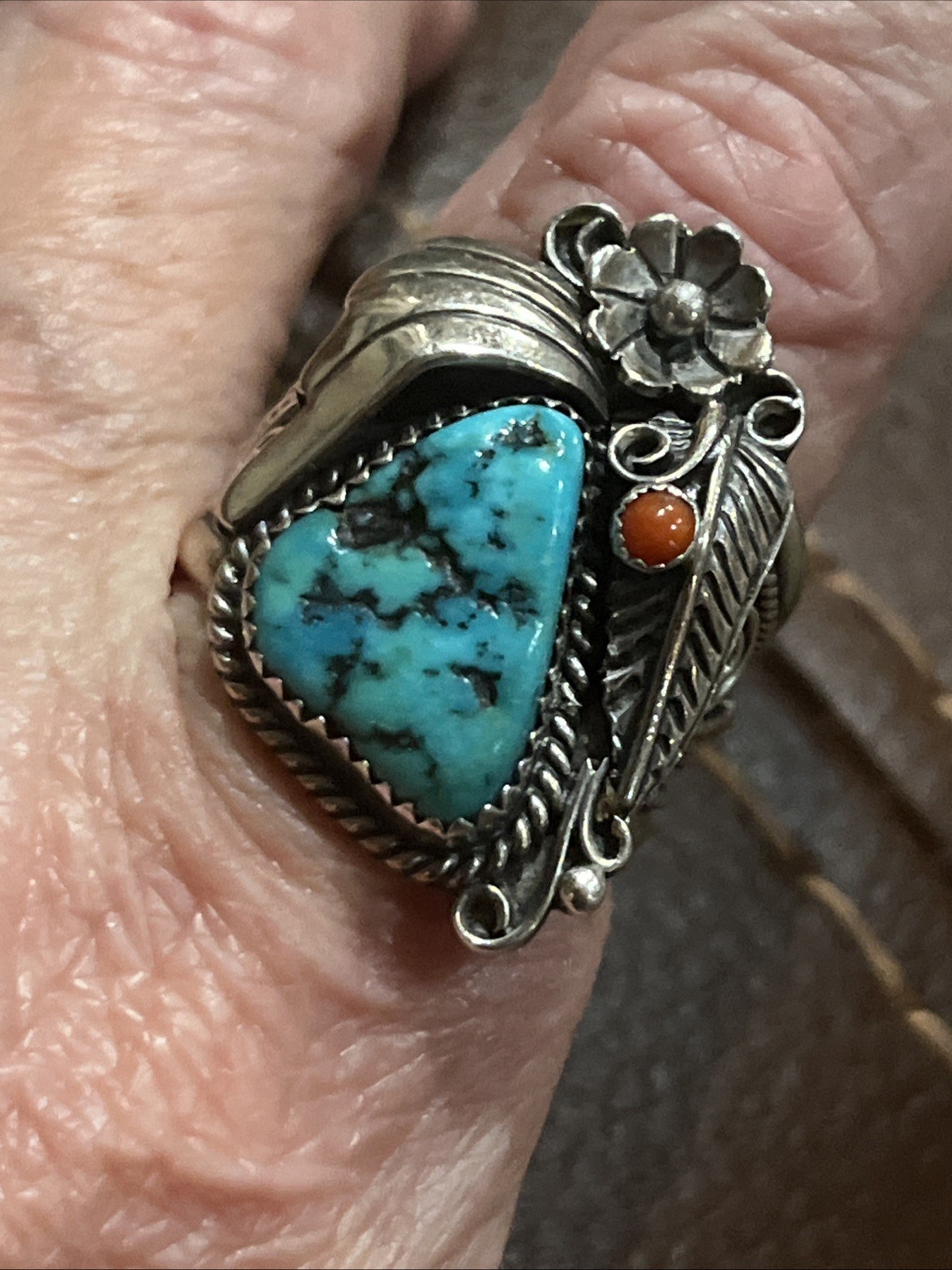 N A Huge Turquoise Ring Kee Begay Size 11 (19.5grams)