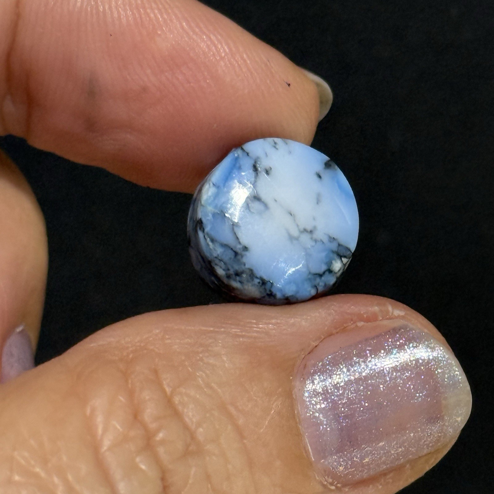22.4ct 30.6×13.2x7mm White River Stone Lavender Opal Hubei Turquoise Cabochon