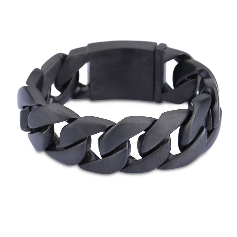 Pure Stainless steel Black Cuban Curb Chain Bracelet For Mens Gifts 24mm 8.66”