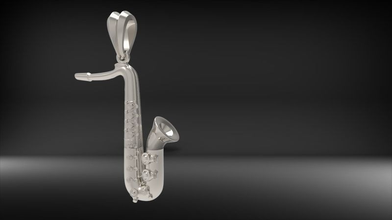 Saxophone Pendant | 999 Fine Silver 26mm | Handmade USA