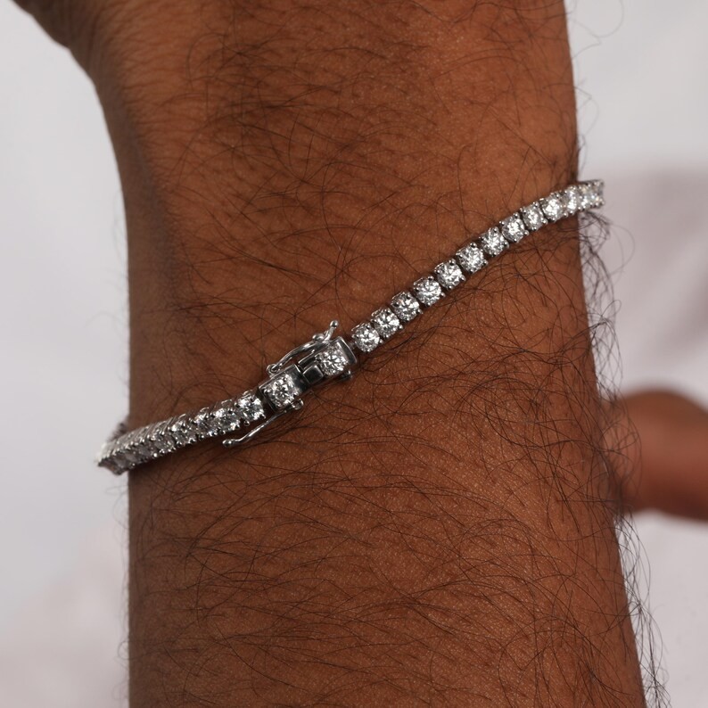 14K White Gold 6.60CT Round Cut GDGL Certified Natural Diamond Tennis Bracelet