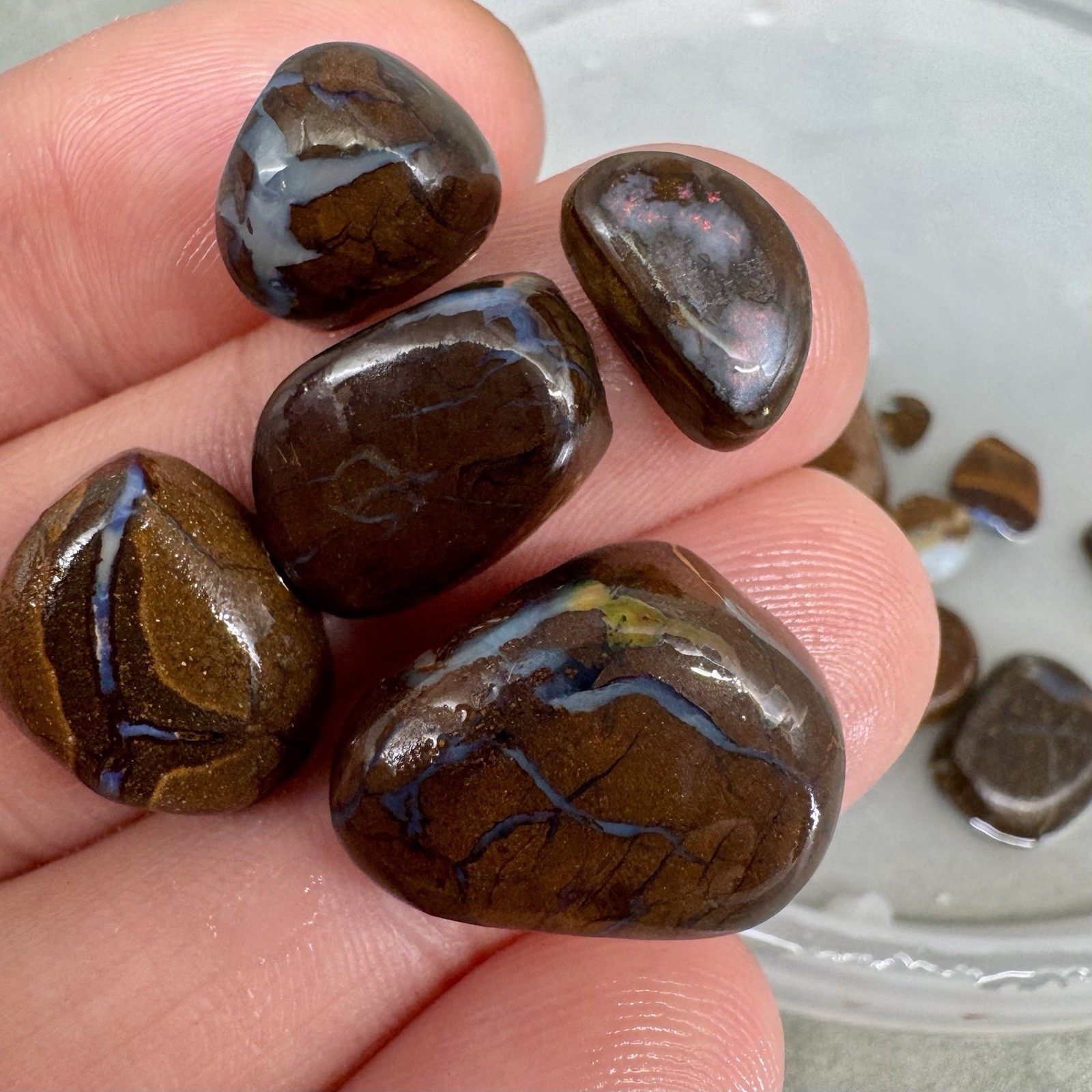 153ct Australian Boulder Opal Rub Parcel 20 Pieces Crystal Pattern Mixed Colors