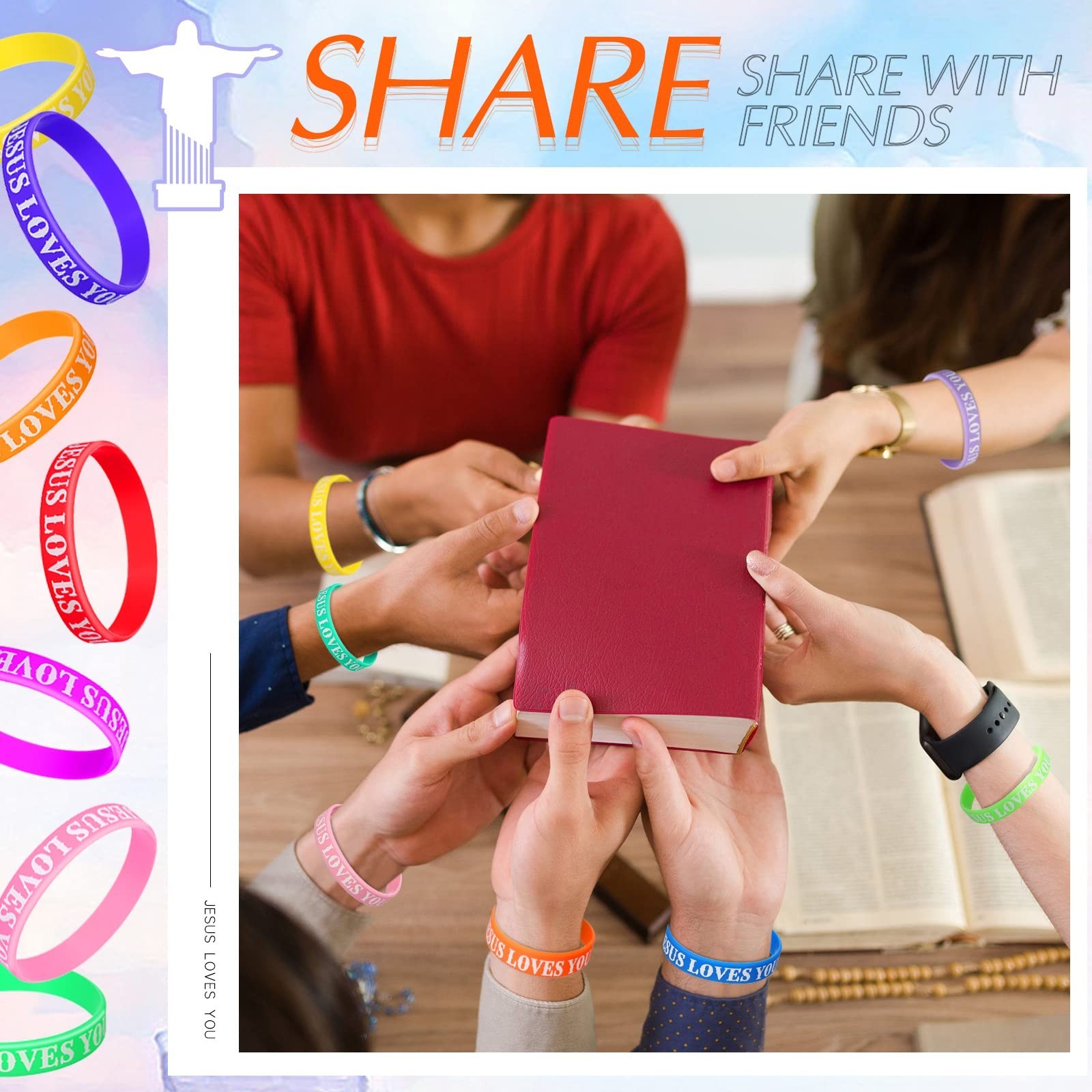 200 Pcs Jesus Loves You Silicone Wristbands – Colorful Bible Verse Bracelets for