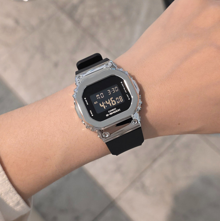 Casio G-Shock GM-S5600U-1DR Silver Metal Black Digital Watch 200M Compact