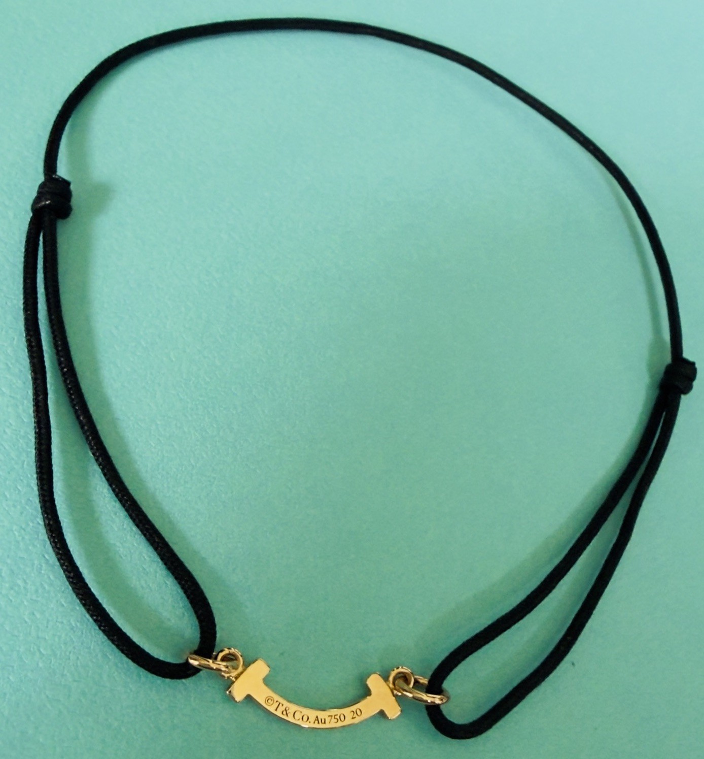 Tiffany & Co. Bracelet T Smile 71393968 Polyester Black Cord #M-XL 750RG