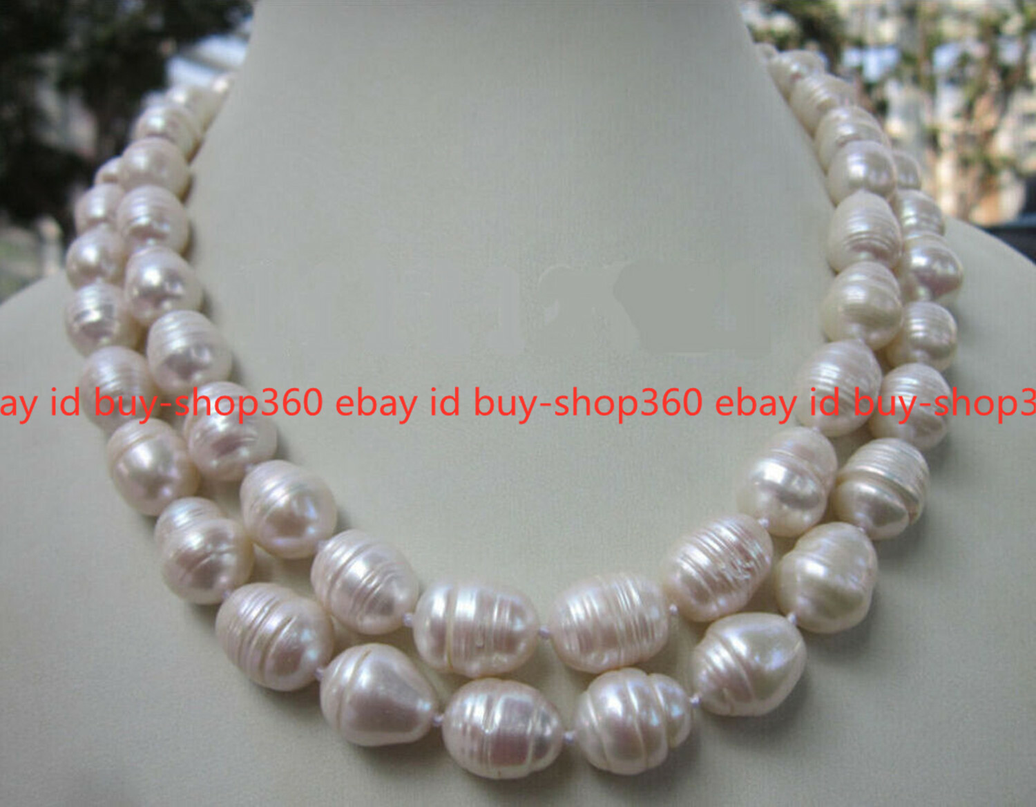 LONG 36 INCH 7-9MM NATURAL WHITE FRESHWATER Cultured BAROQUE PEARL NECKLACE