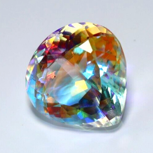 Natural Mystic 39.55 Ct Muticolor Pear Cut Certified Loose Gemstone With Gift
