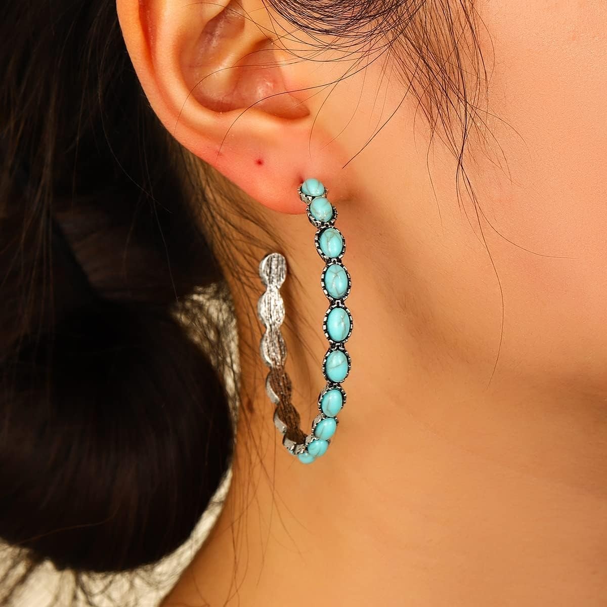 Turquoise Drop Dangle Earrings Beaded Flower Teardrop Jewelry