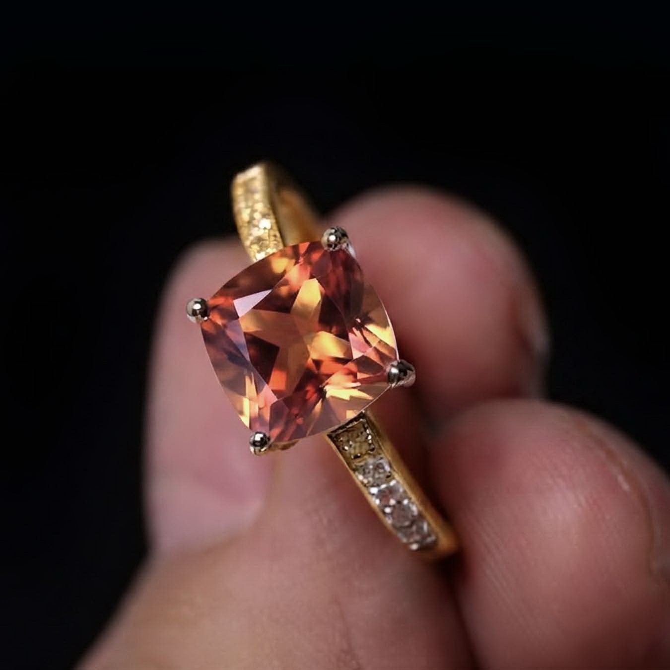 8.5 Natural imperial topaz Ring Silver Sterling Size 7 Free Resize Plated gold
