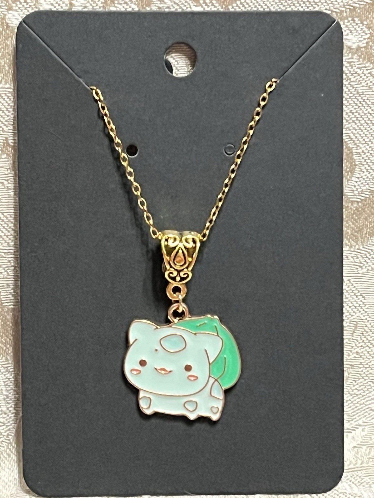 Japanese Anime Bulbasaur Cartoon Video Game Enamel Drop Dangle Adorable Necklace