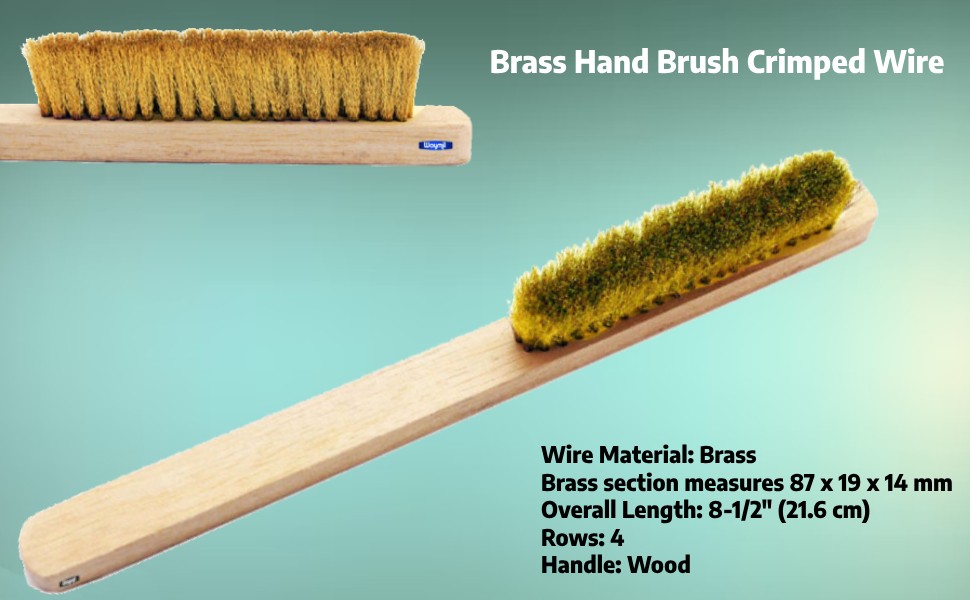 Brass Hand Brush Crimped Wire Wood Handle 8-1/2″ Cleaning Polishing Jewelry