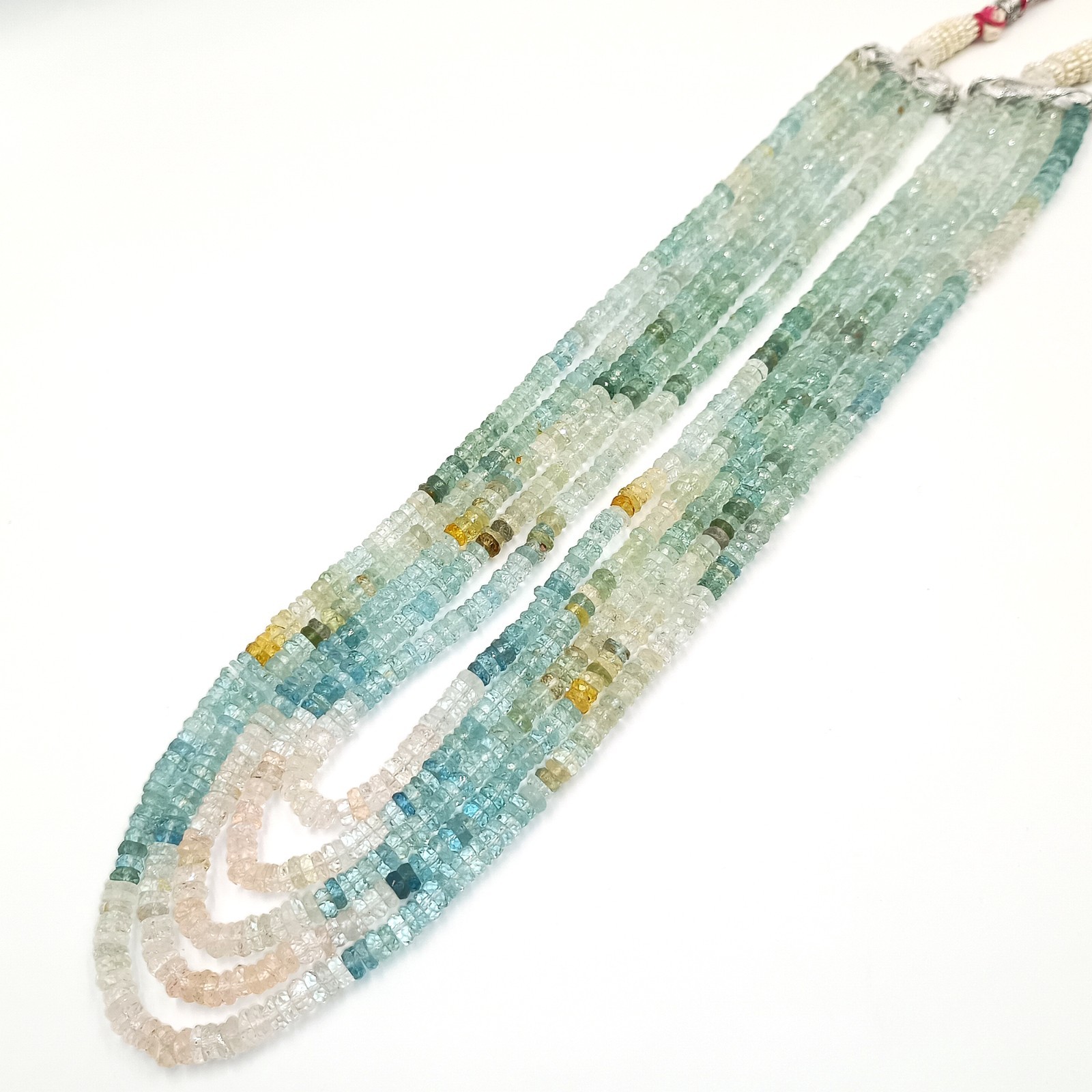 Aquamarine Saded Faceted Gemstone 20 Inch Beads Single Strand Necklace gifts,