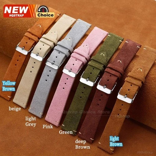 16 18 19 20 21 22 MM Soft Suede Leather Vintage Strap Watch Band Quick Release