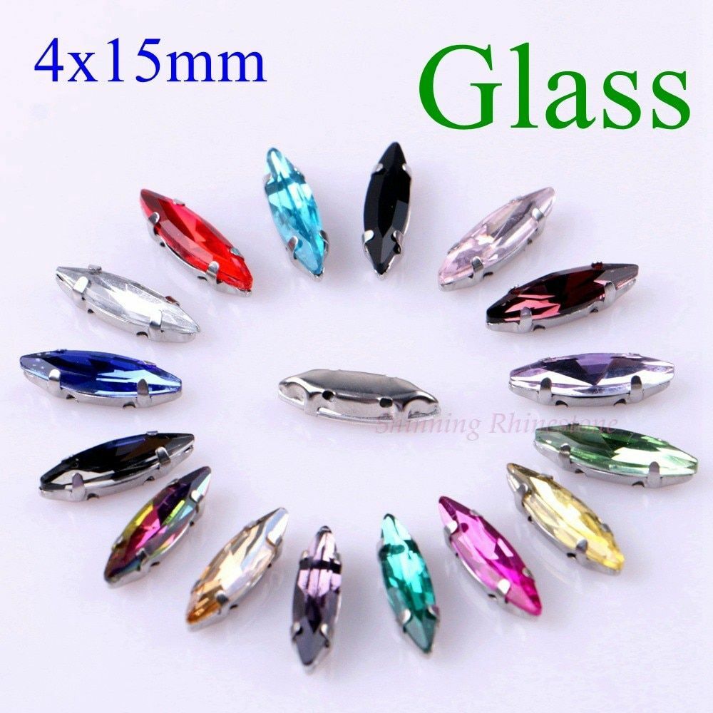 50 Pcs Glass Sew On Rhinestone Horse Eye Metallic Setting Metal Claws Diy Sewing