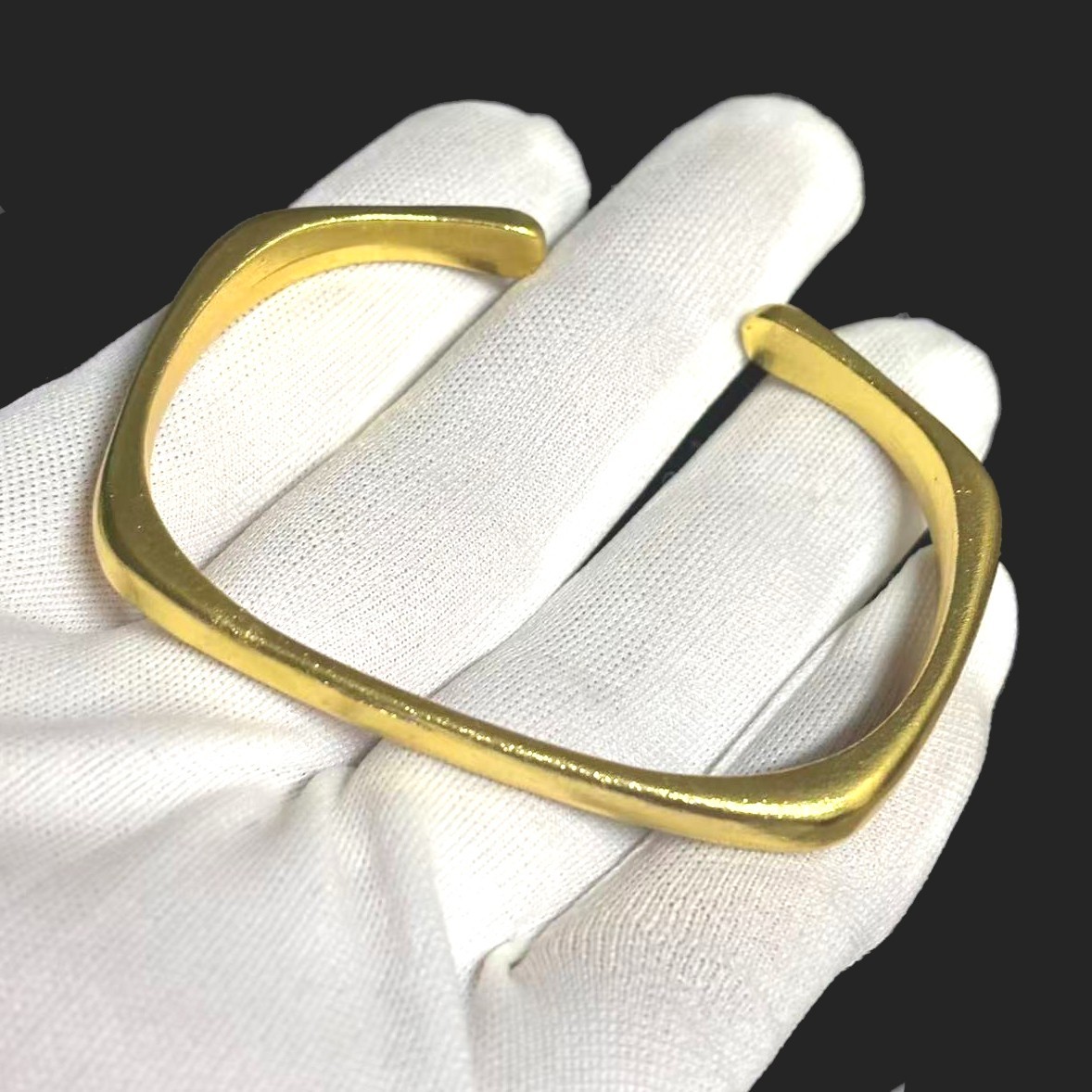 VTG Square Cuff Bracelet Bangle Gold-plated (NOT SURE), 8 inch (adjustable)